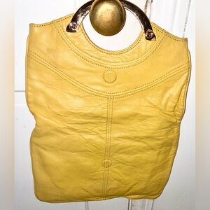 Juicy Couture Hand Bag Purse Tote Clutch Yellow With Gold Handle Inside Pocket